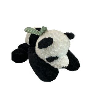 Mary Meyer Flip Flops Panda Plush Stuffed Animal 12" Black & White Gingham Bow